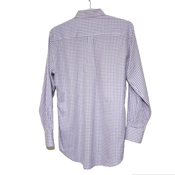 Kevin's by Peter Millar White Purple Check Button Up Shirt Long Sleeves - Picture 3 of 7